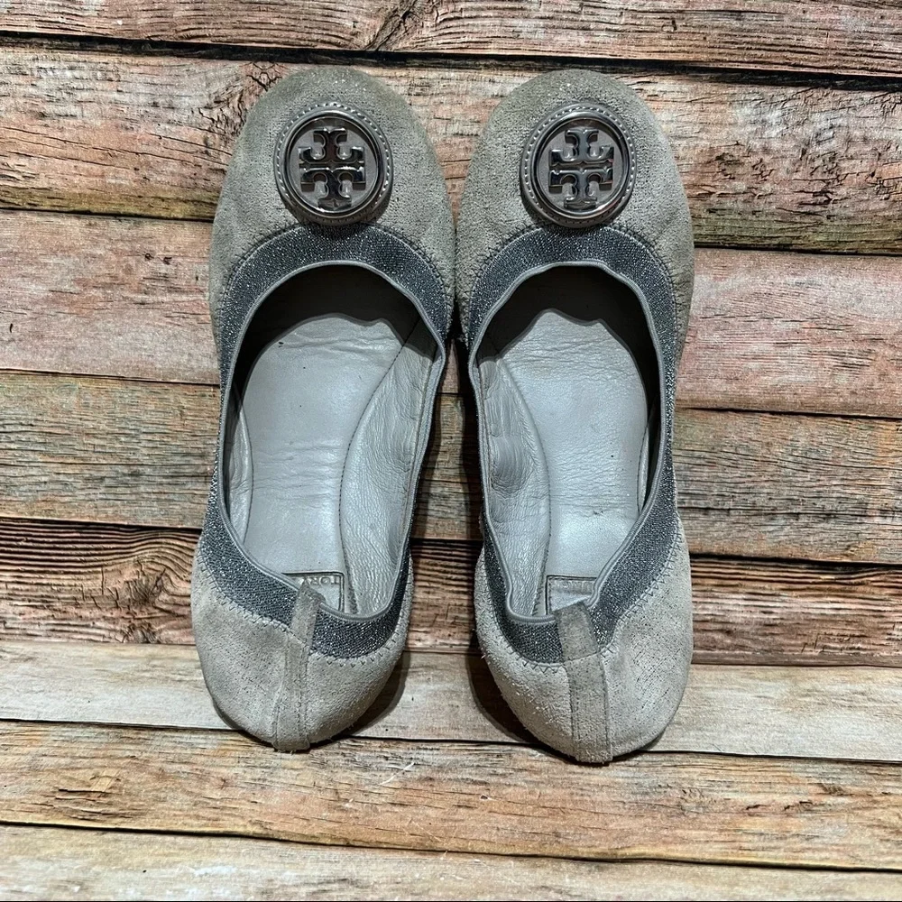 Tory Burch Silver Coraline Flats